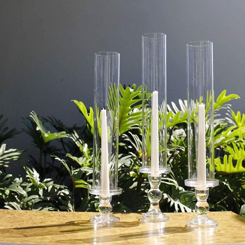 Borosilicate Glass Long Cylinder Tube Two Ends Opened Glass Candle Cover Tall Glass Candle Holder